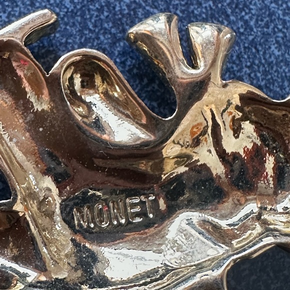 Monet Festive Skating Figures Snowman Brooch with Red Green White & Gold Accents - Picture 5 of 8